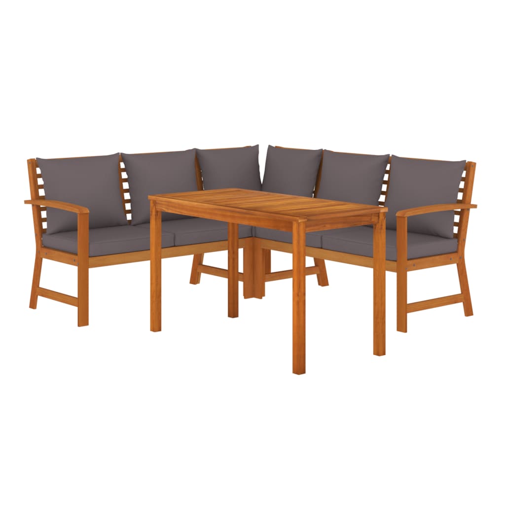 vidaXL 4 Piece Patio Dining Set with Cushions Solid Wood Acacia-1