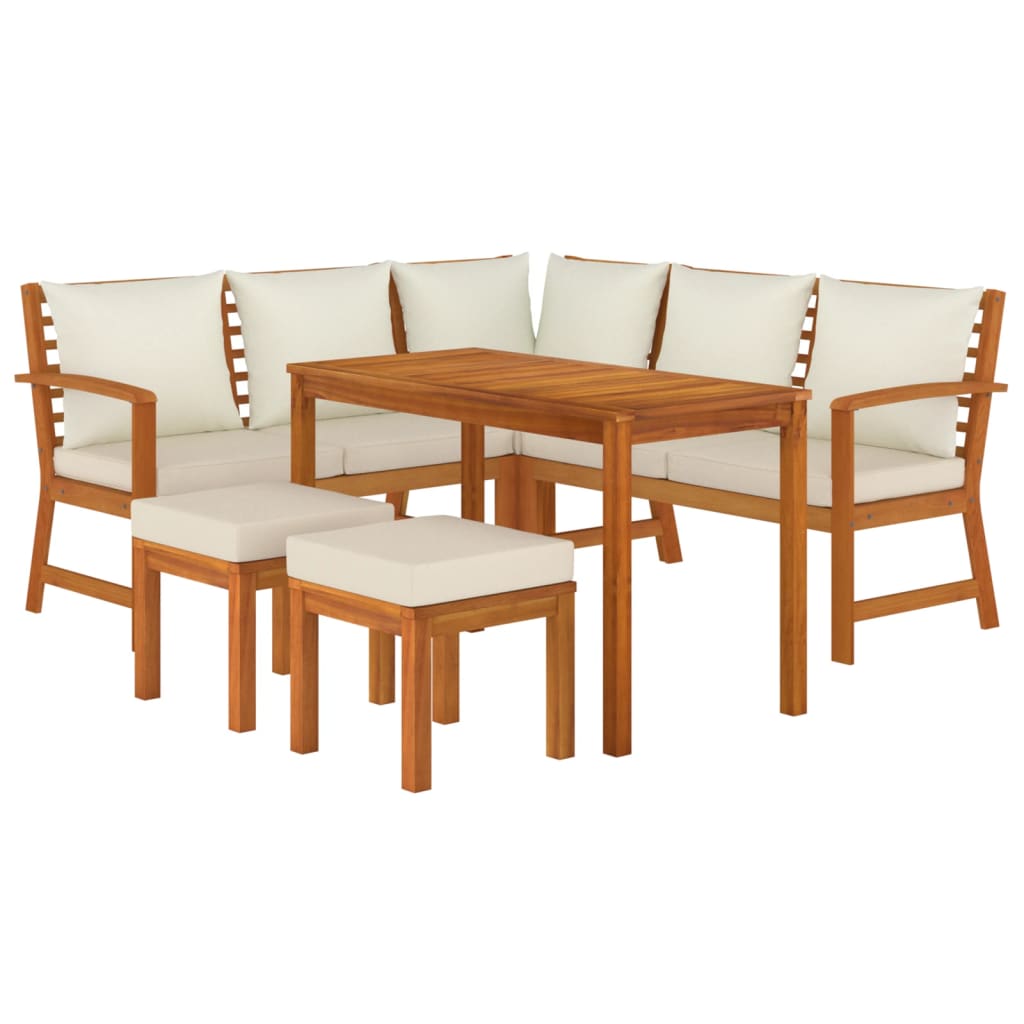 vidaXL 6 Piece Patio Dining Set with Cushions Solid Wood Acacia-1