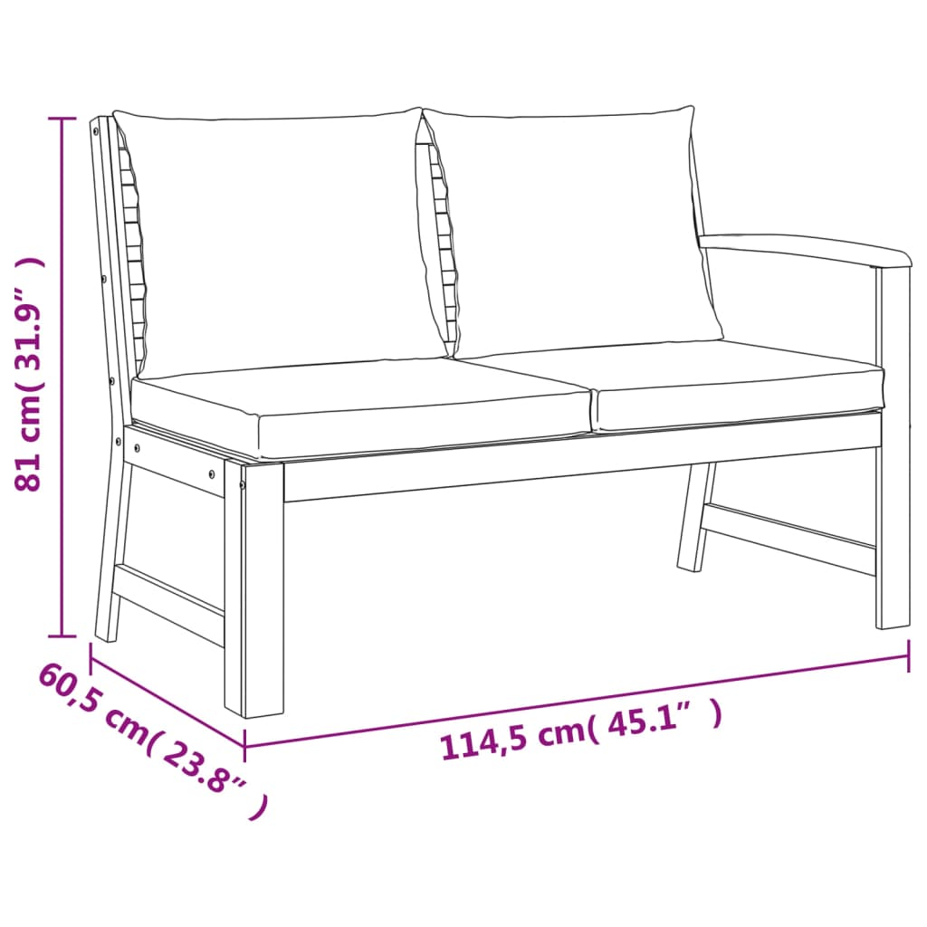 vidaXL 6 Piece Patio Dining Set with Cushions Solid Wood Acacia-7