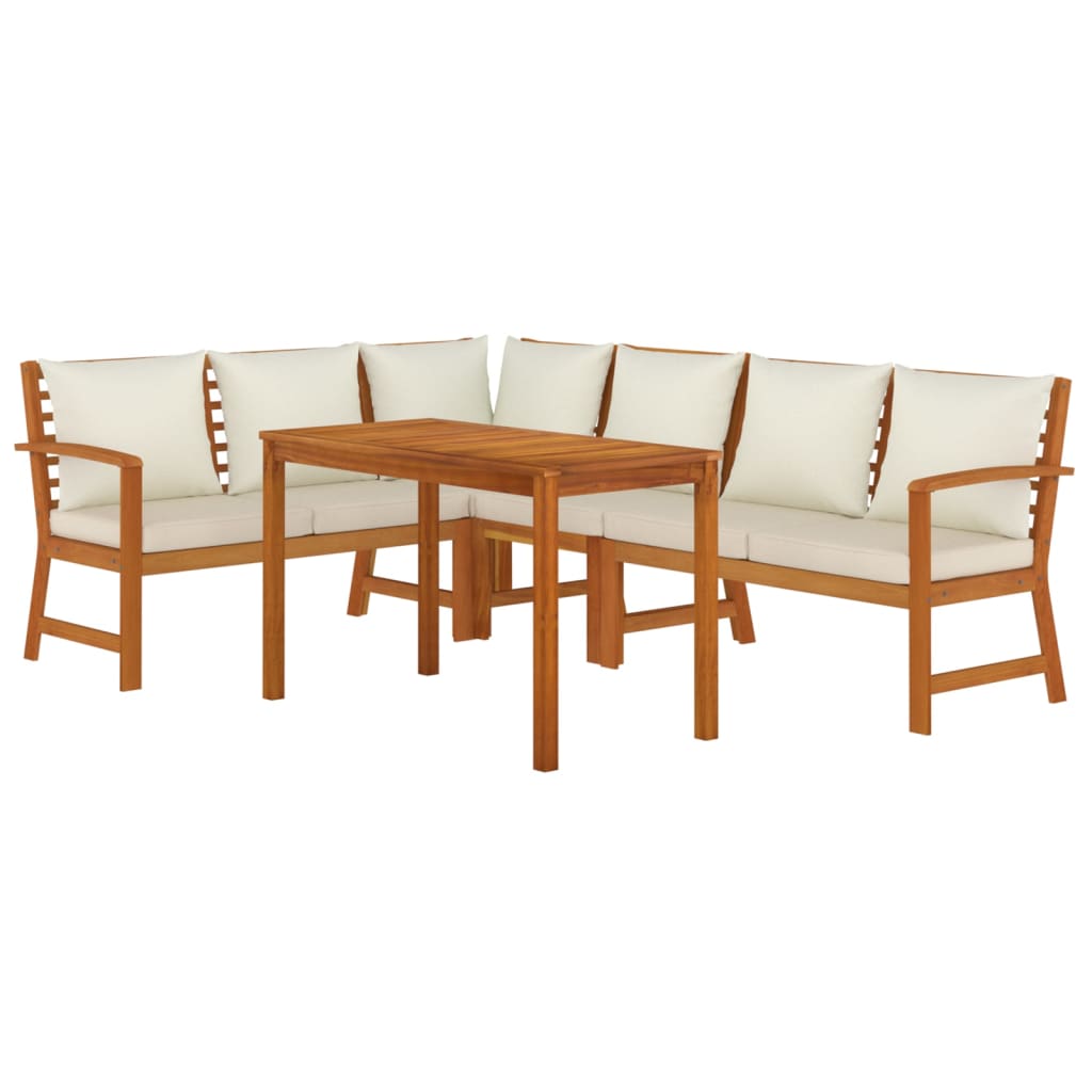 vidaXL 5 Piece Patio Dining Set with Cushions Solid Wood Acacia-1