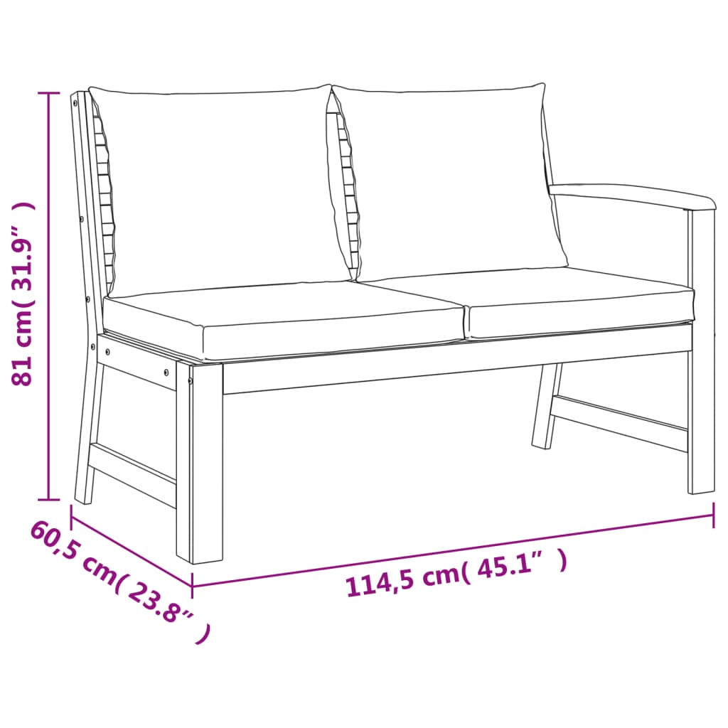 vidaXL 5 Piece Patio Dining Set with Cushions Solid Wood Acacia-7