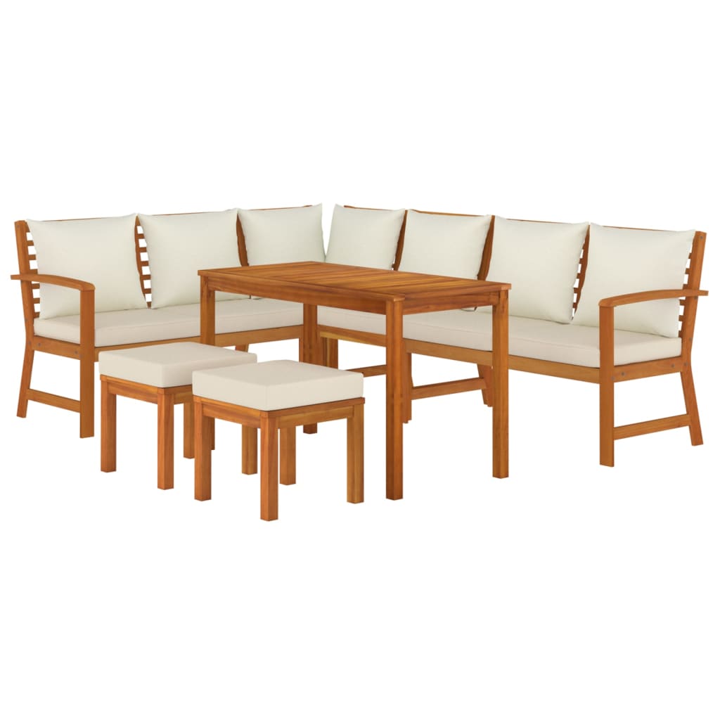 vidaXL 7 Piece Patio Dining Set with Cushions Solid Wood Acacia-1