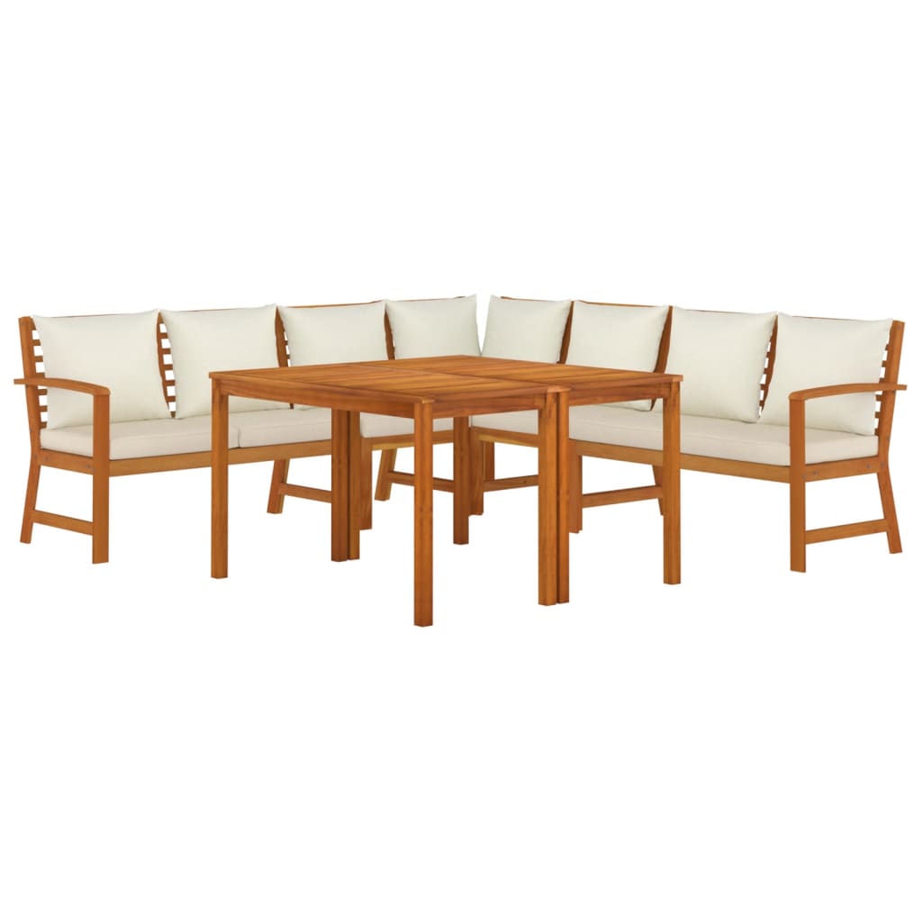 vidaXL 7 Piece Patio Dining Set with Cushions Solid Wood Acacia-1