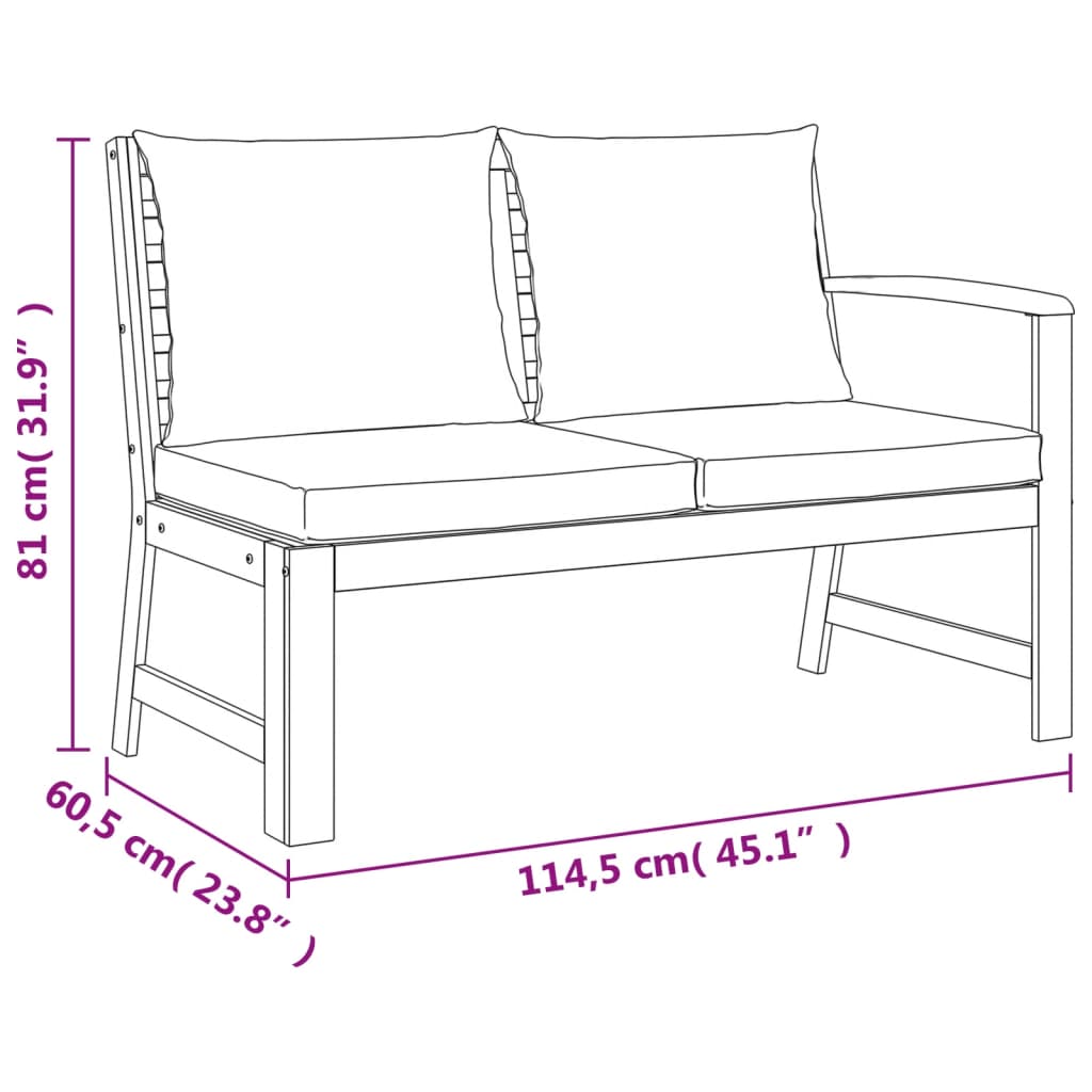 vidaXL 7 Piece Patio Dining Set with Cushions Solid Wood Acacia-7