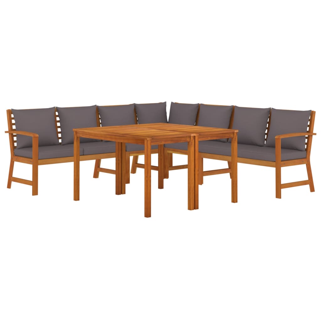 vidaXL 7 Piece Patio Dining Set with Cushions Solid Wood Acacia-1