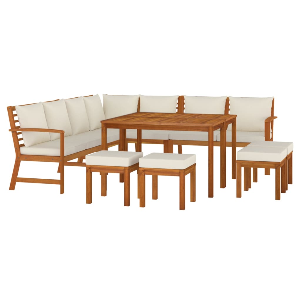 vidaXL 11 Piece Patio Dining Set with Cushions Solid Wood Acacia-1