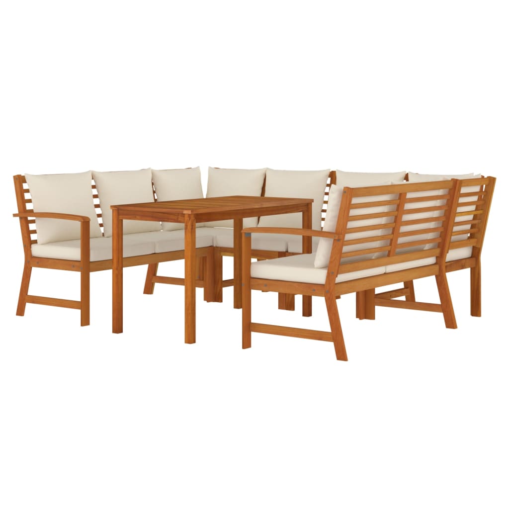 vidaXL 7 Piece Patio Dining Set with Cushions Solid Wood Acacia-1