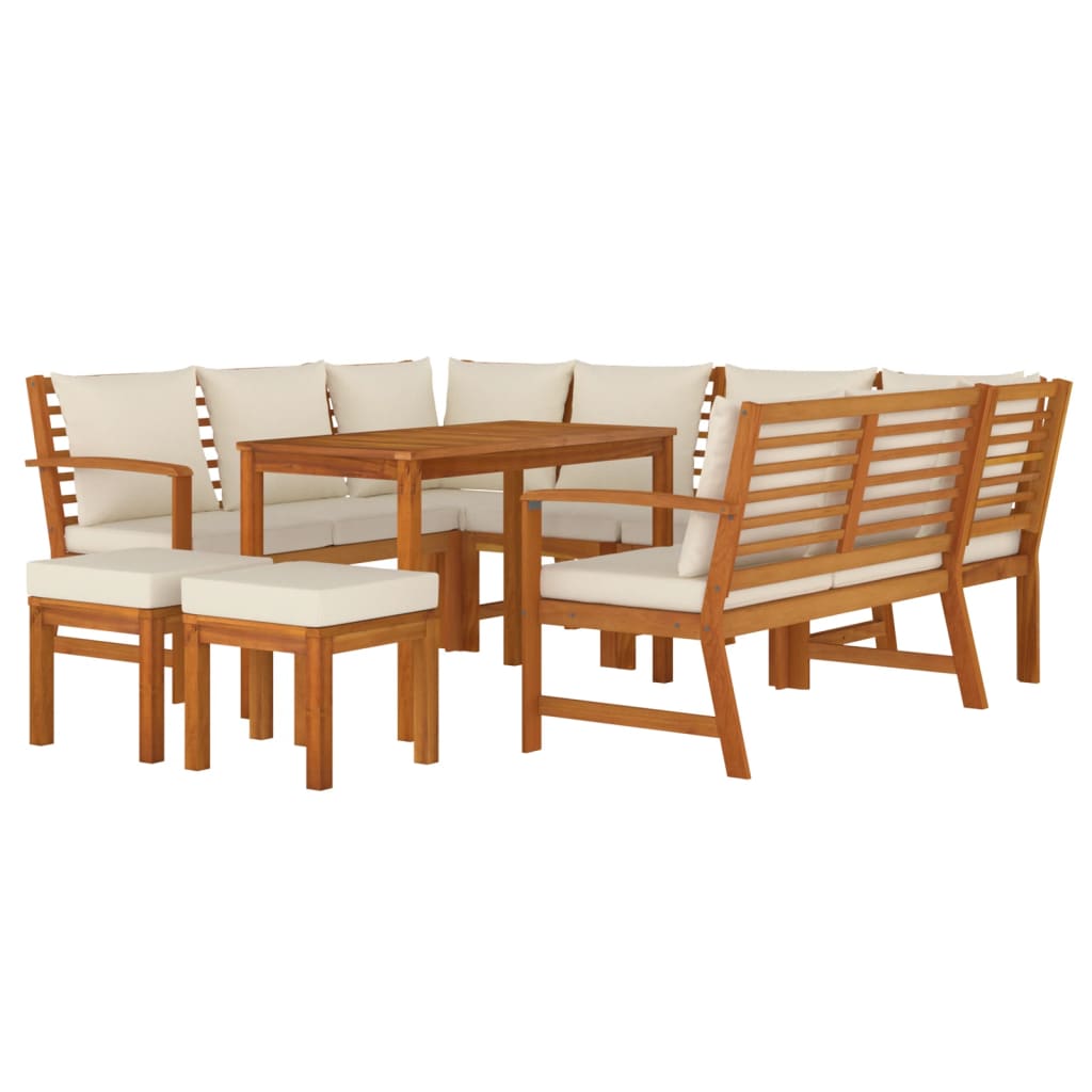 vidaXL 9 Piece Patio Dining Set with Cushions Solid Wood Acacia-1