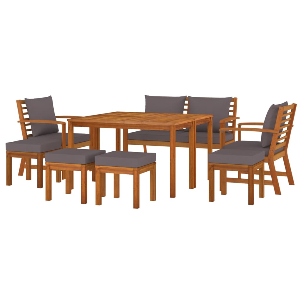 vidaXL 9 Piece Patio Dining Set with Cushions Solid Wood Acacia-1