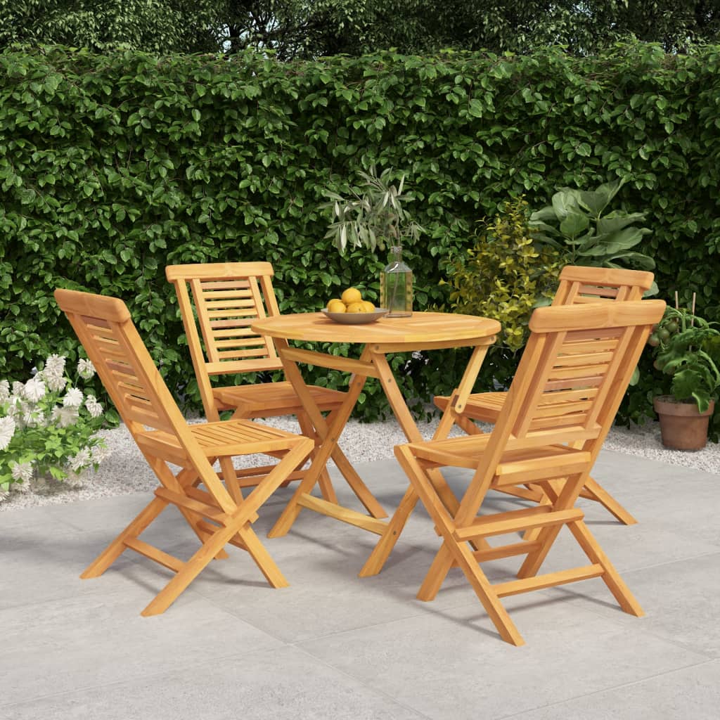 vidaXL 5 Piece Patio Dining Set Solid Wood Teak-0