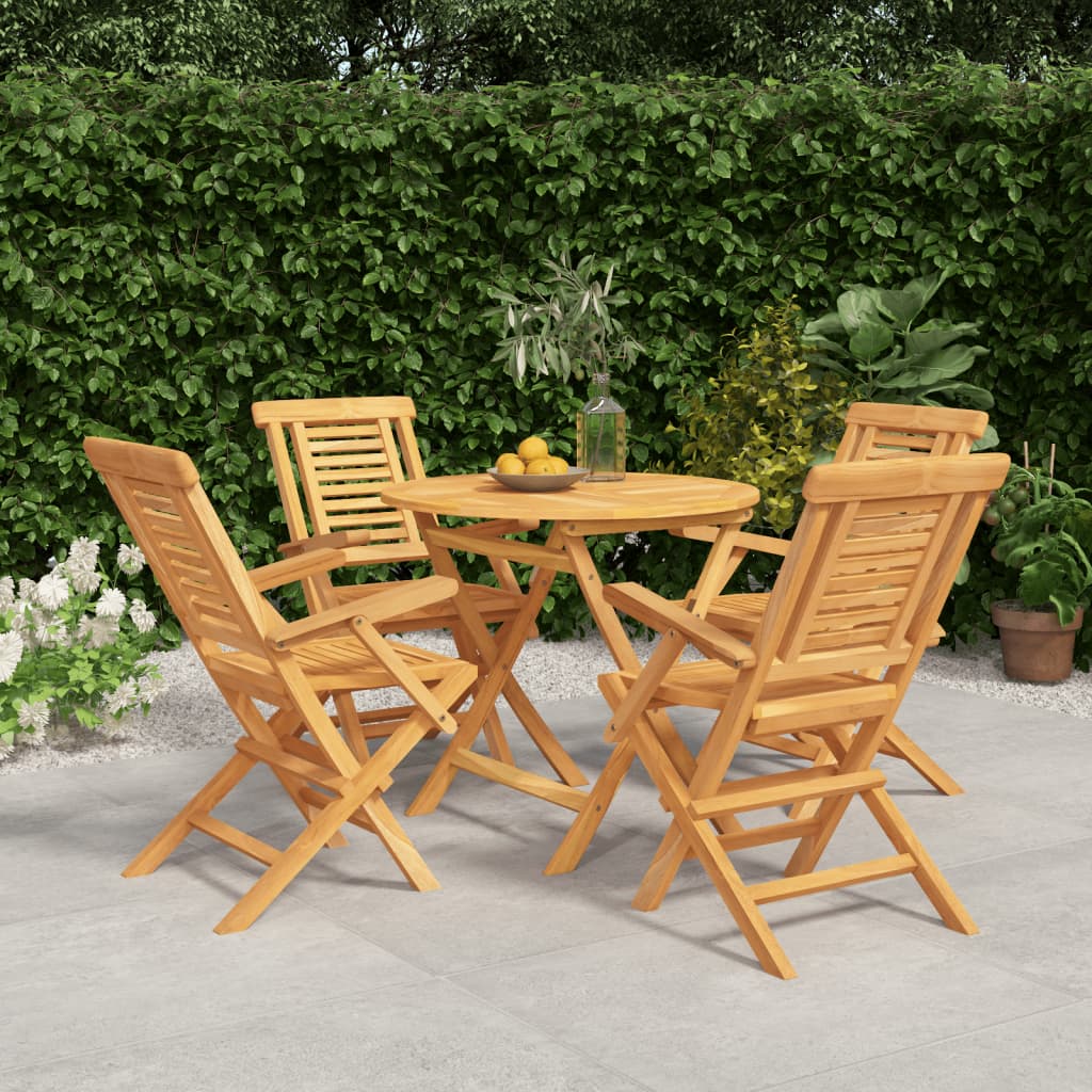 vidaXL 5 Piece Patio Dining Set Solid Wood Teak-0