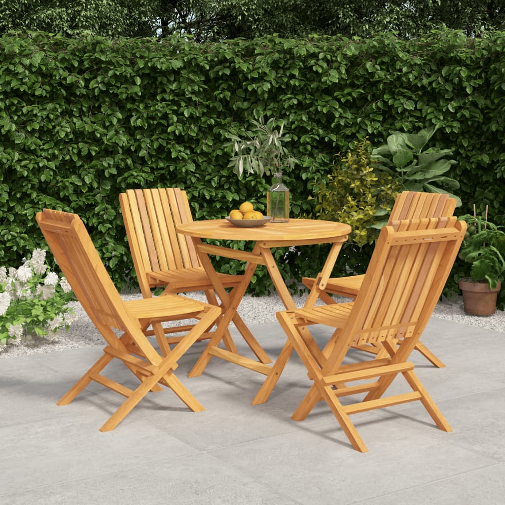 vidaXL 5 Piece Patio Dining Set Solid Wood Teak-0