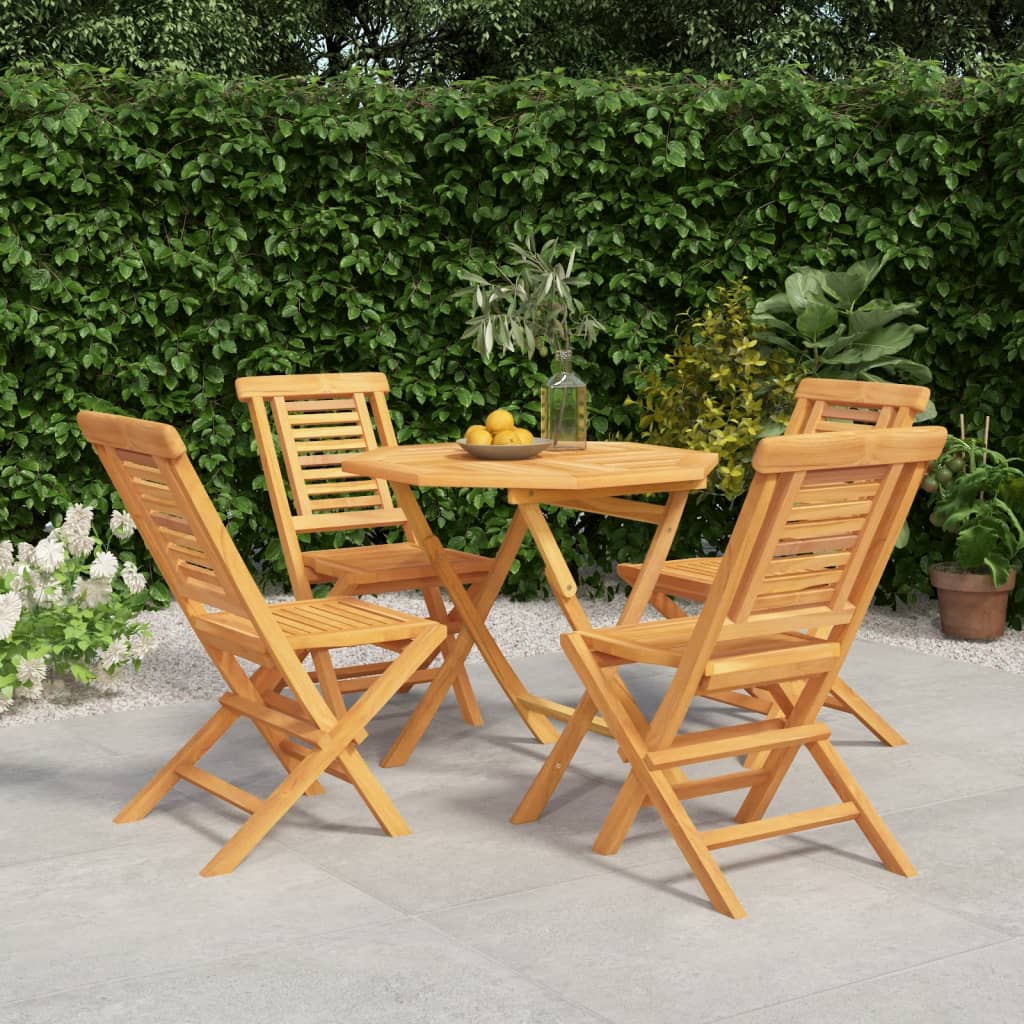 vidaXL 5 Piece Patio Dining Set Solid Wood Teak-0