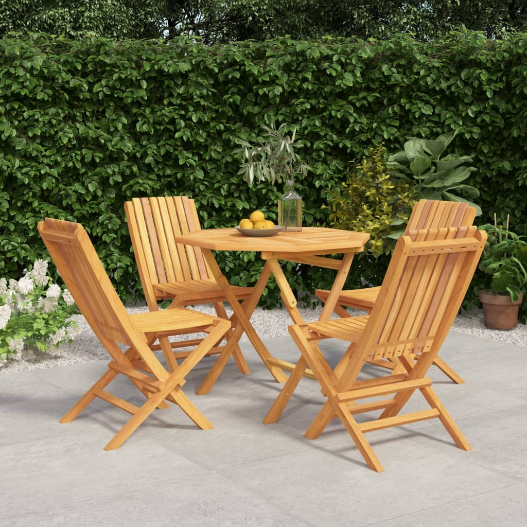 vidaXL 5 Piece Patio Dining Set Solid Wood Teak-0