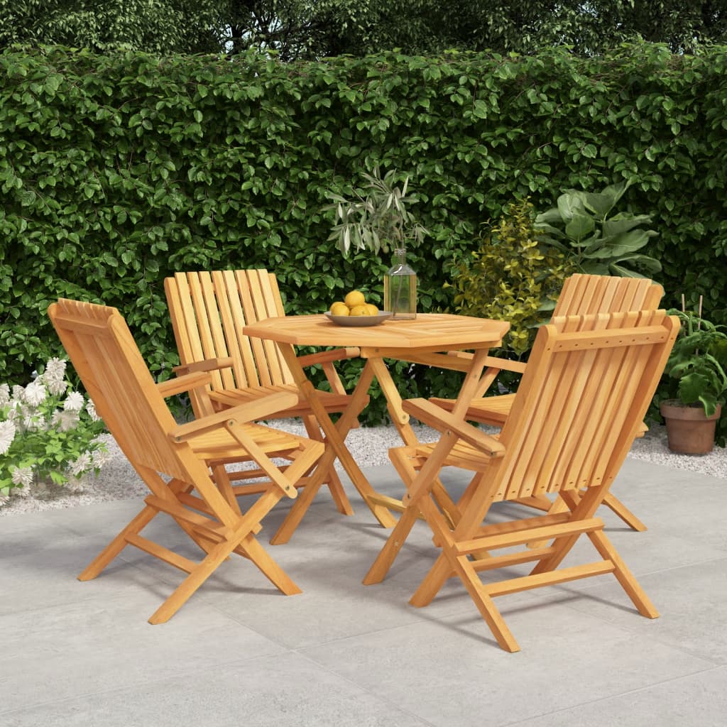 vidaXL 5 Piece Patio Dining Set Solid Wood Teak-0