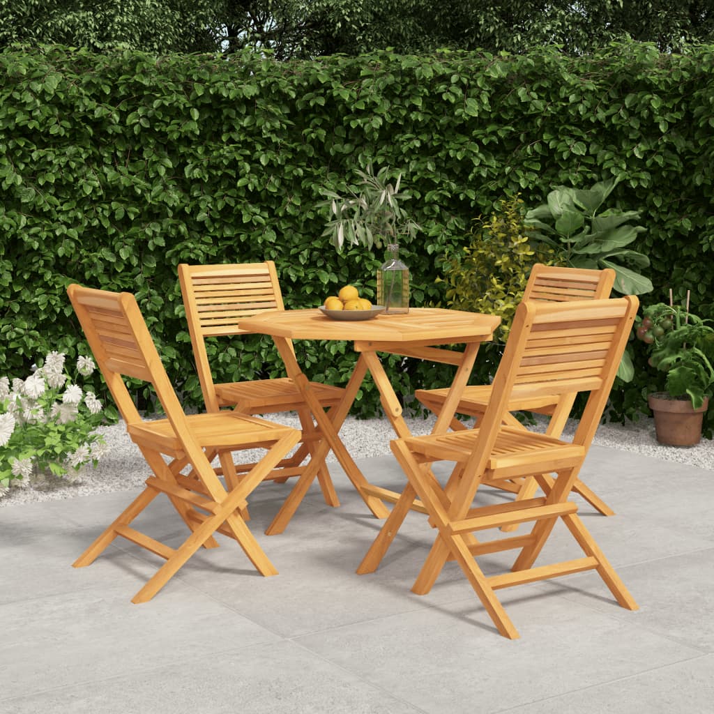 vidaXL 5 Piece Patio Dining Set Solid Wood Teak-0