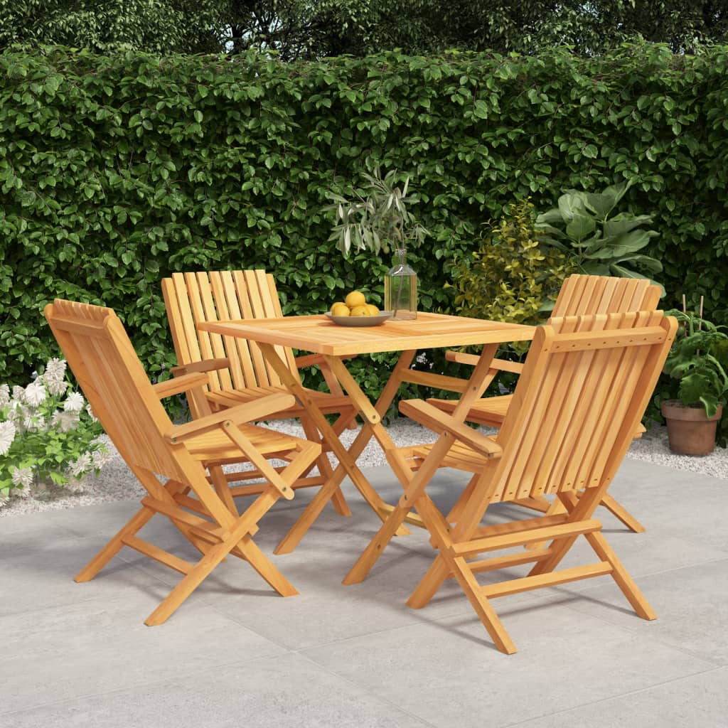 vidaXL 5 Piece Patio Dining Set Solid Wood Teak-0