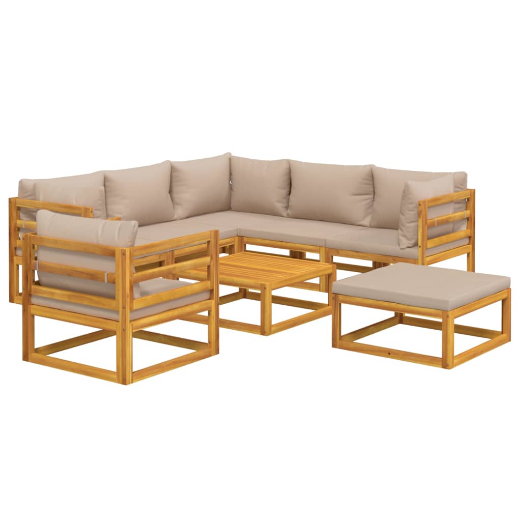 vidaXL 8 Piece Patio Lounge Set with Taupe Cushions Solid Wood-1