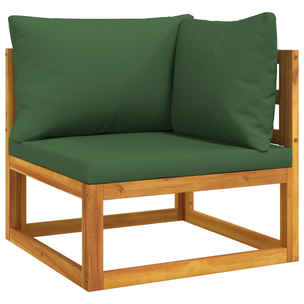 vidaXL 3 Piece Patio Lounge Set with Green Cushions Solid Wood-2