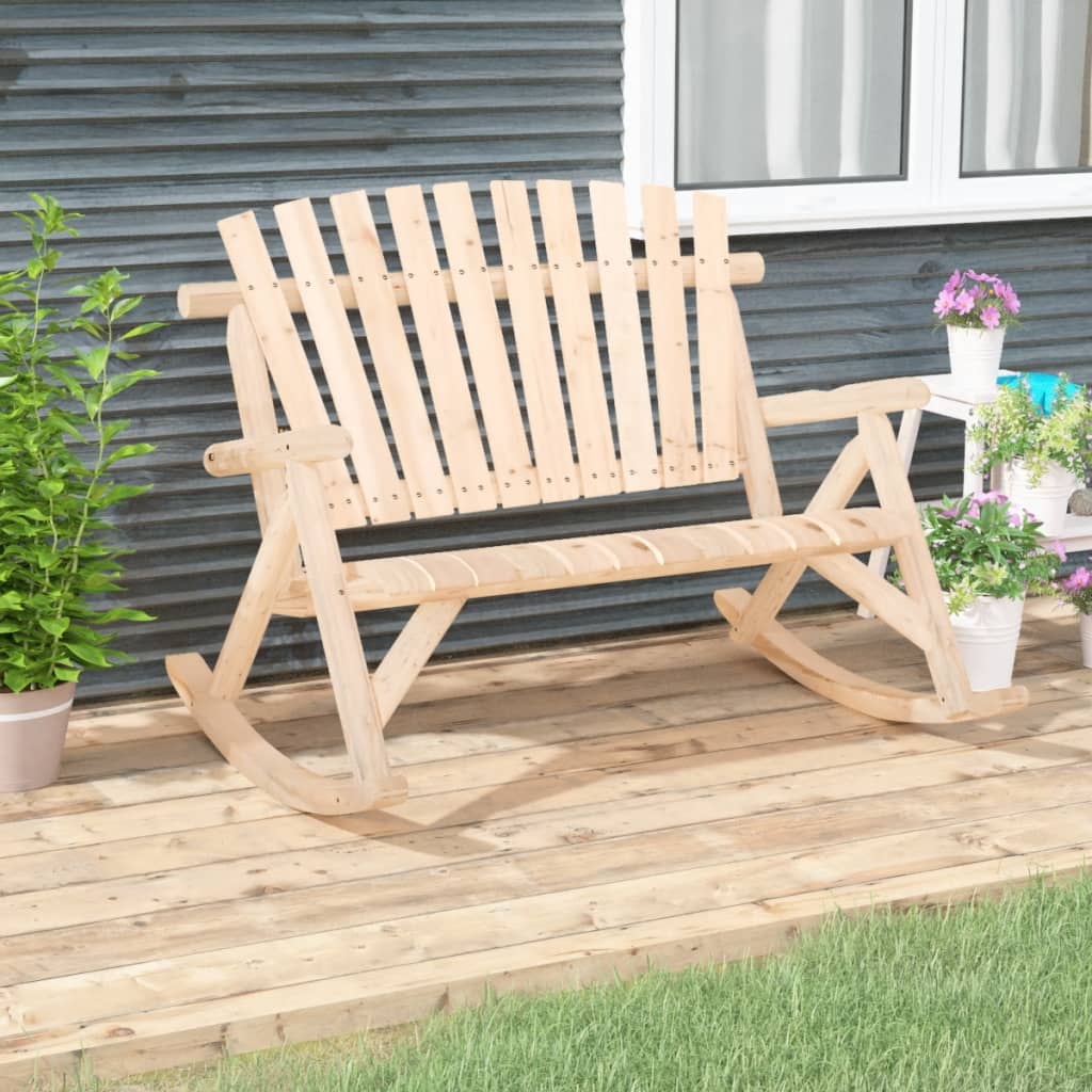 vidaXL 2-Seater Patio Rocking Bench 48.4"x37.8"x40.2" Solid Wood Spruce-0