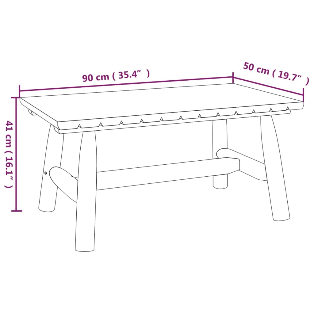 vidaXL Coffee Table 35.4"x19.7"x16.1" Solid Wood Spruce-4