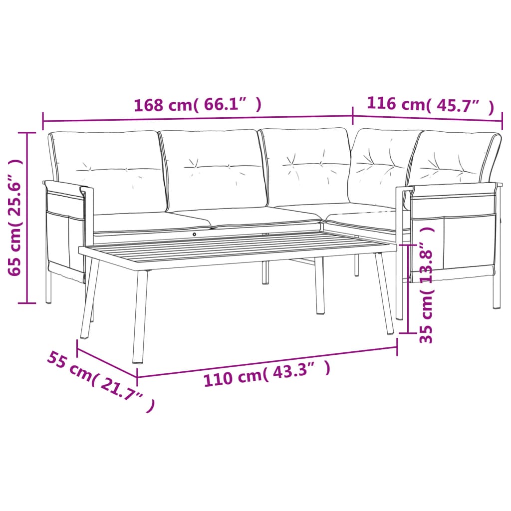 vidaXL 2 Piece Patio Lounge Set Anthracite Steel-1