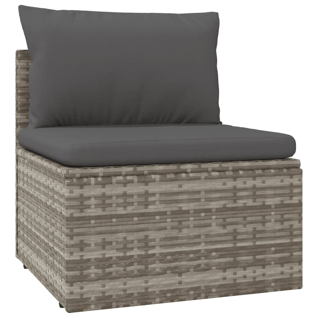 vidaXL 5 Piece Patio Lounge Set with Cushions Gray Poly Rattan-6