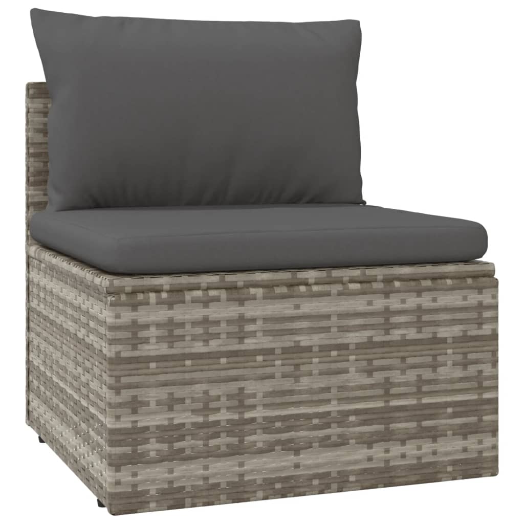 vidaXL 6 Piece Patio Lounge Set with Cushions Gray Poly Rattan-6