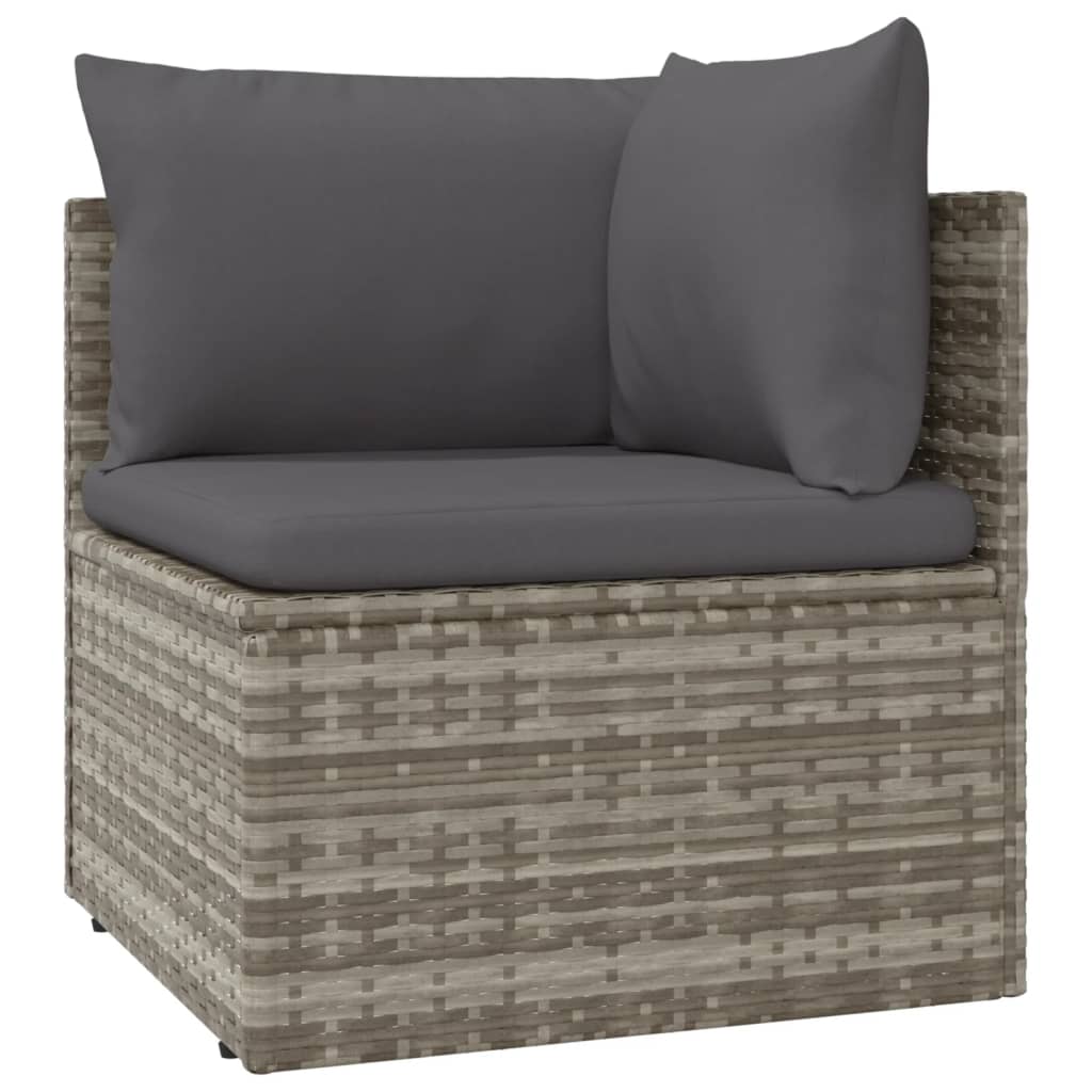 vidaXL 7 Piece Patio Lounge Set with Cushions Gray Poly Rattan-5