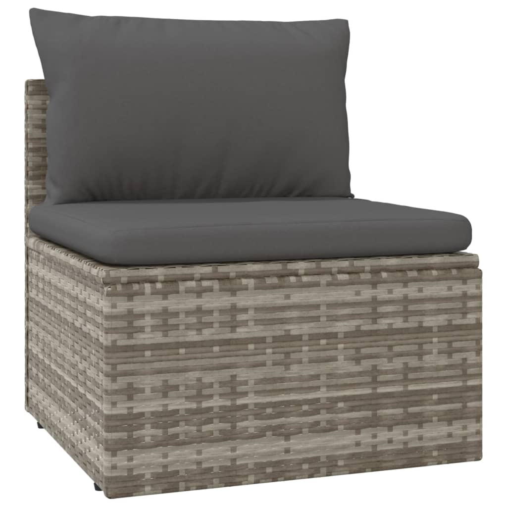 vidaXL 7 Piece Patio Lounge Set with Cushions Gray Poly Rattan-6