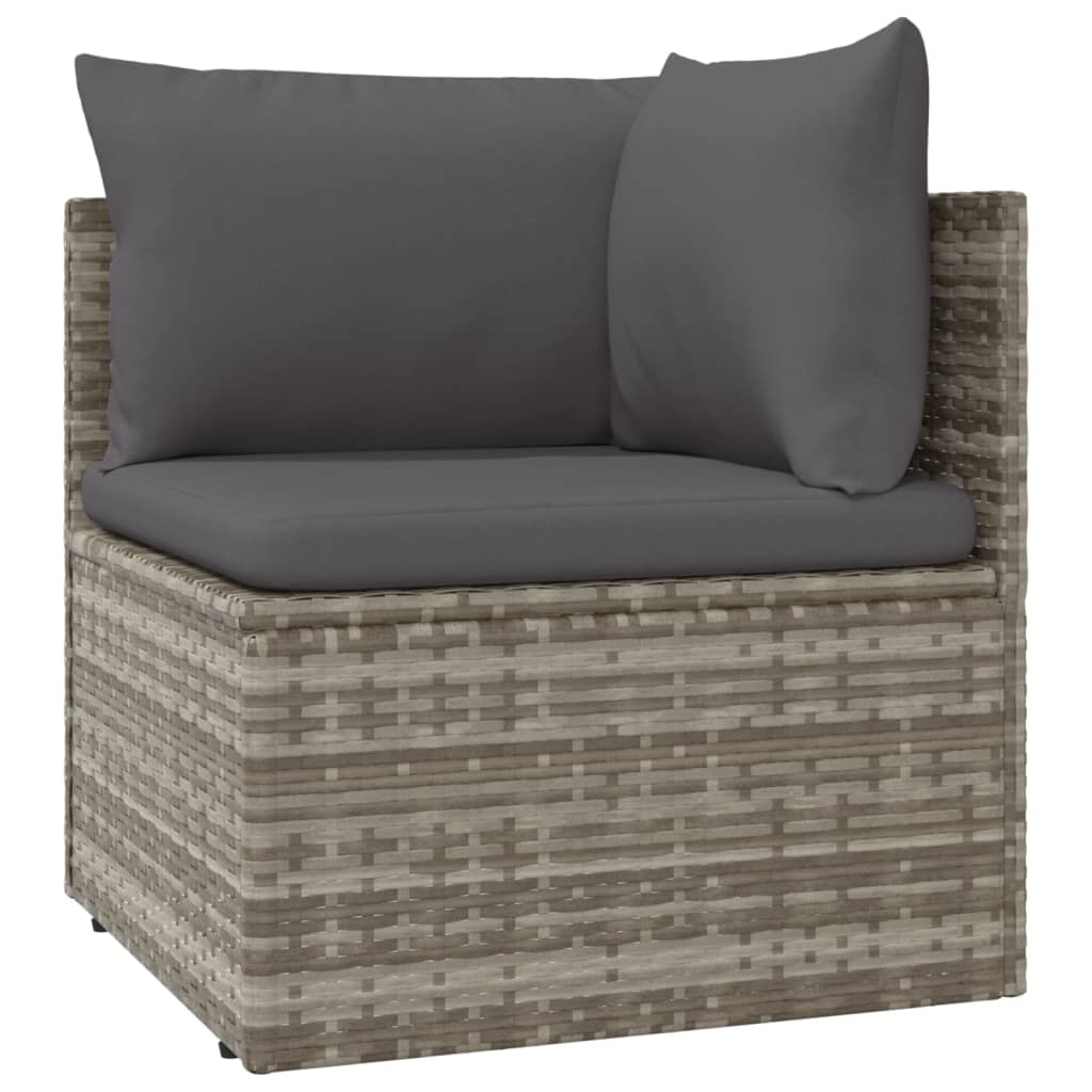 vidaXL 7 Piece Patio Lounge Set with Cushions Gray Poly Rattan-6