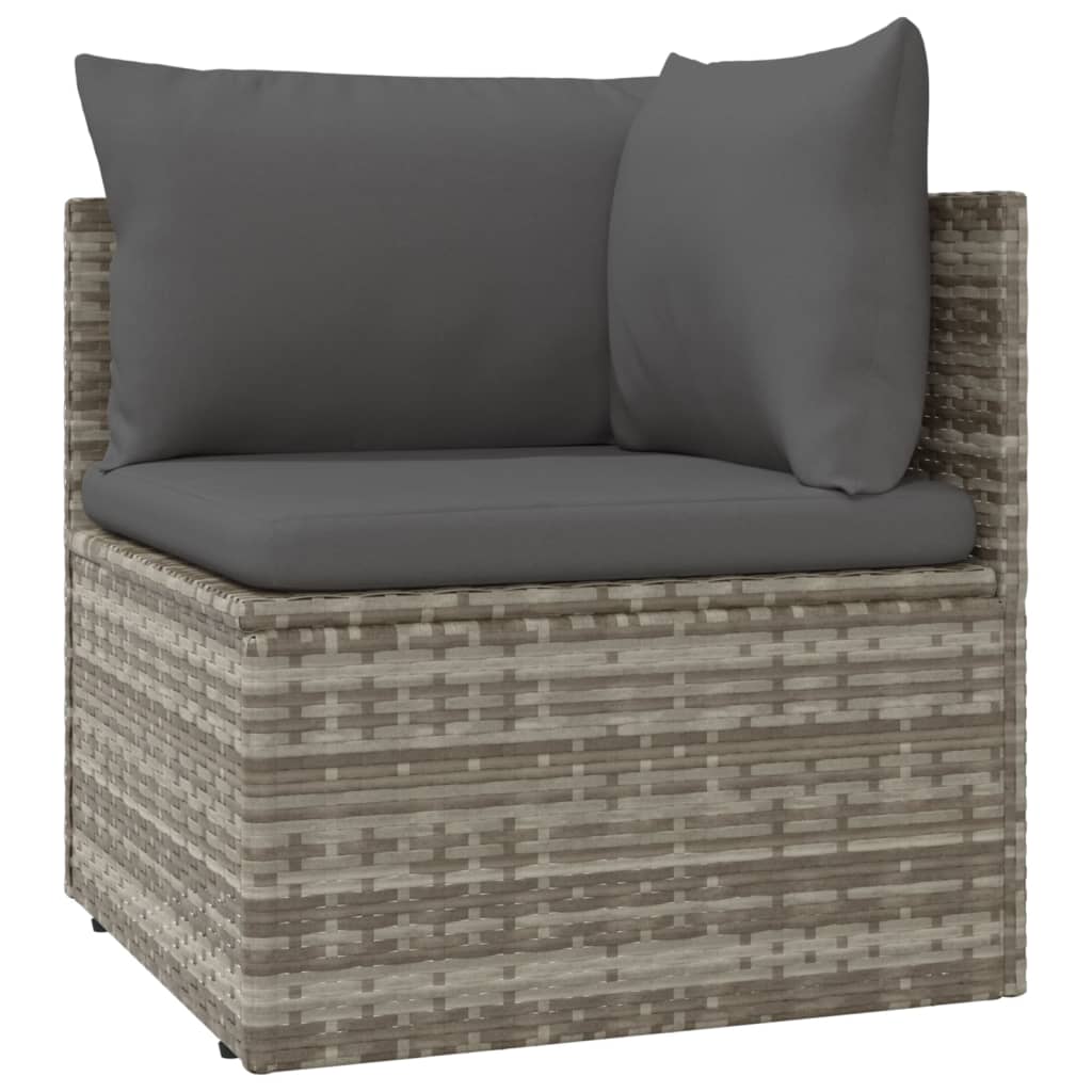 vidaXL 7 Piece Patio Lounge Set with Cushions Gray Poly Rattan-7