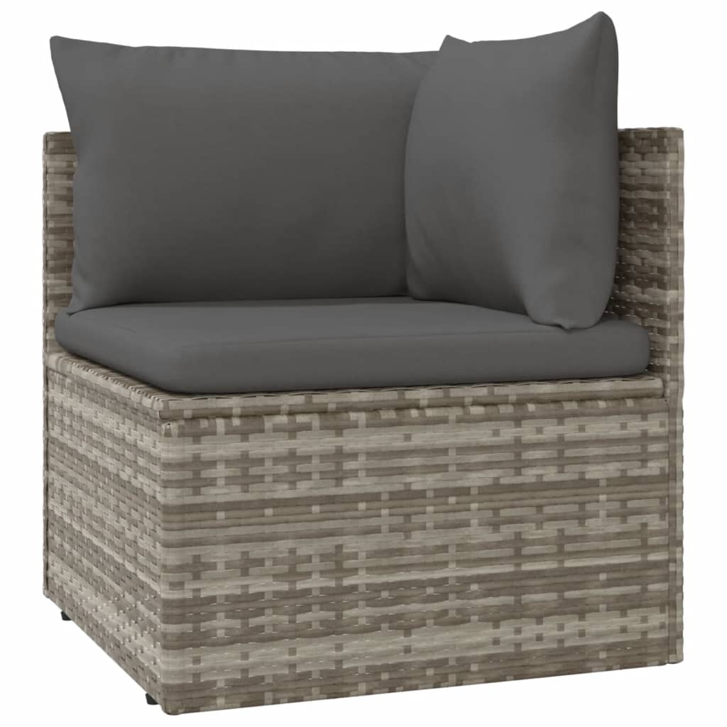 vidaXL 8 Piece Patio Lounge Set with Cushions Gray Poly Rattan-6