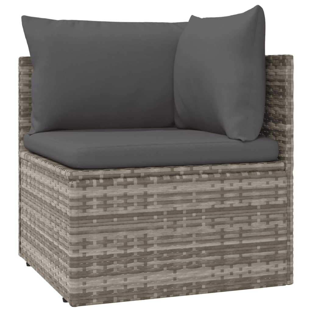 vidaXL 6 Piece Patio Lounge Set with Cushions Gray Poly Rattan-5