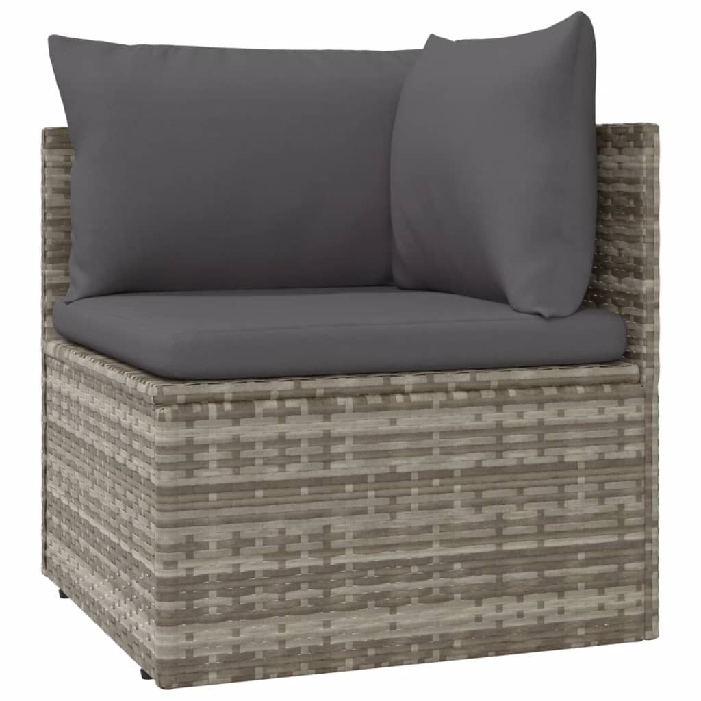 vidaXL 7 Piece Patio Lounge Set with Cushions Gray Poly Rattan-6