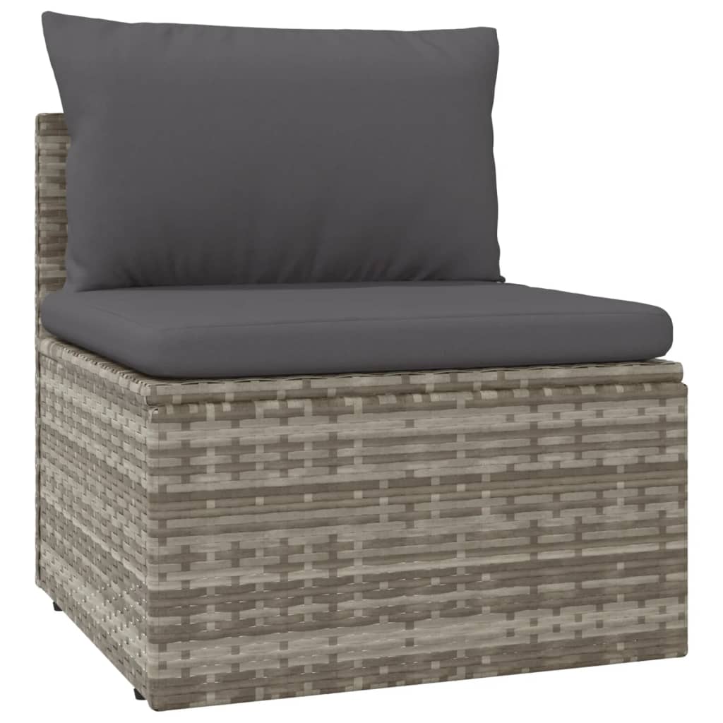 vidaXL 8 Piece Patio Lounge Set with Cushions Gray Poly Rattan-5