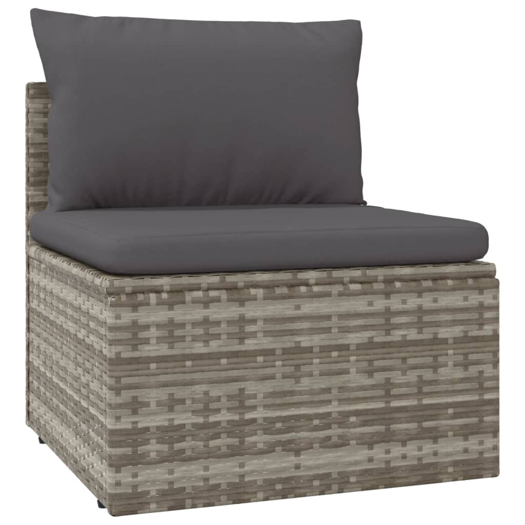 vidaXL 5 Piece Patio Lounge Set with Cushions Gray Poly Rattan-5