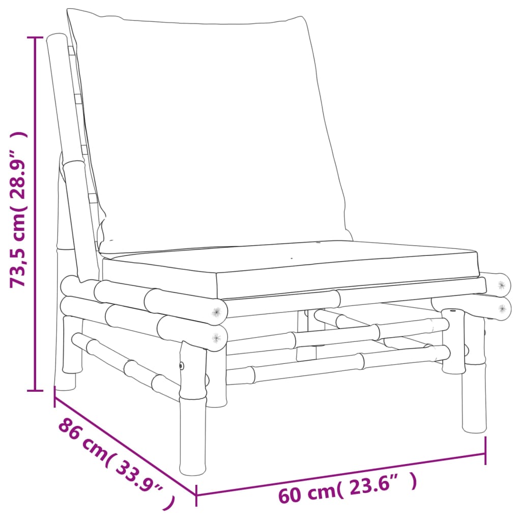 vidaXL 4 Piece Patio Lounge Set with Cream White Cushions Bamboo-7