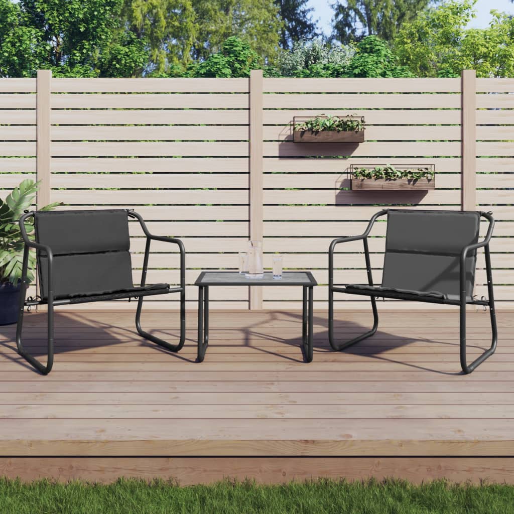 vidaXL 3 Piece Patio Lounge Set with Cushions Anthracite Steel-0