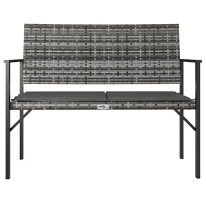 vidaXL 2-Seater Patio Bench with Cushion Gray Poly Rattan-1