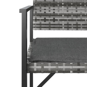 vidaXL 2-Seater Patio Bench with Cushion Gray Poly Rattan-4