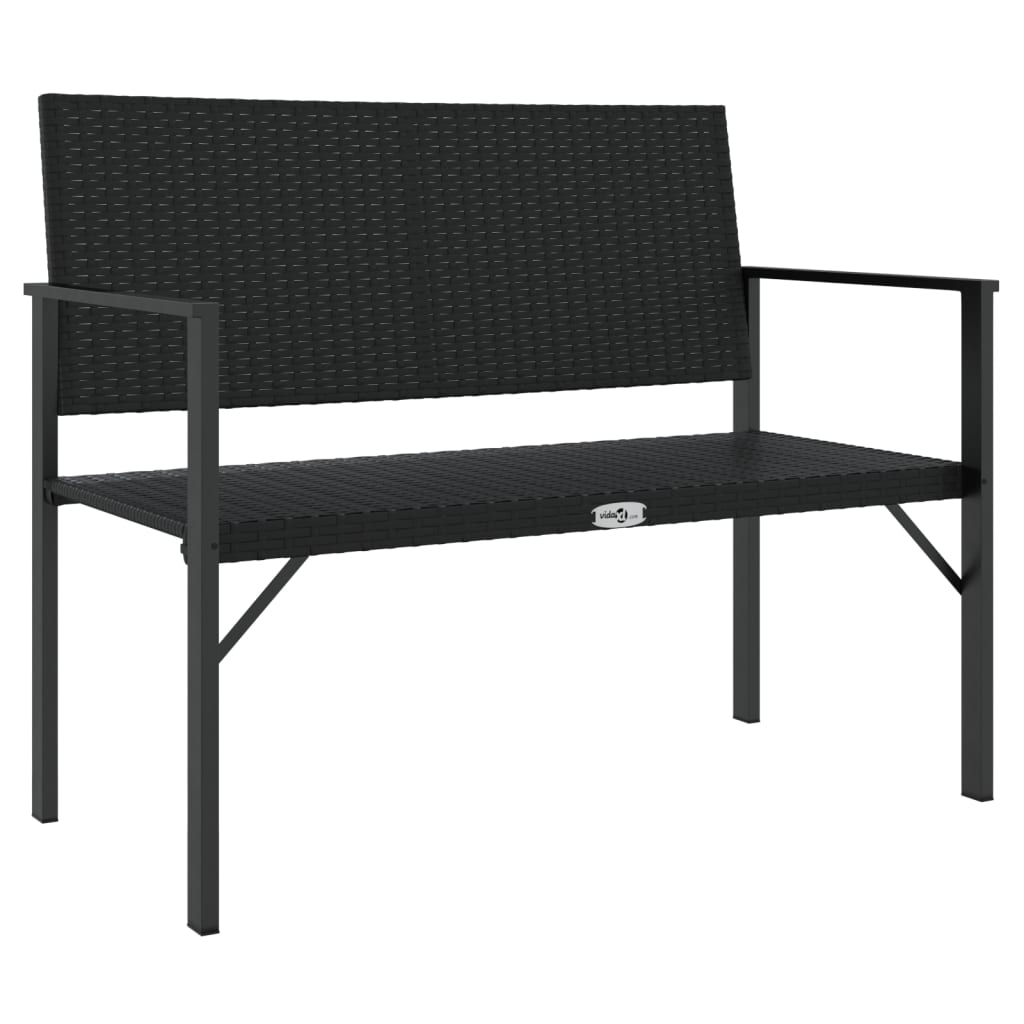 vidaXL 2-Seater Patio Bench Black Poly Rattan-0