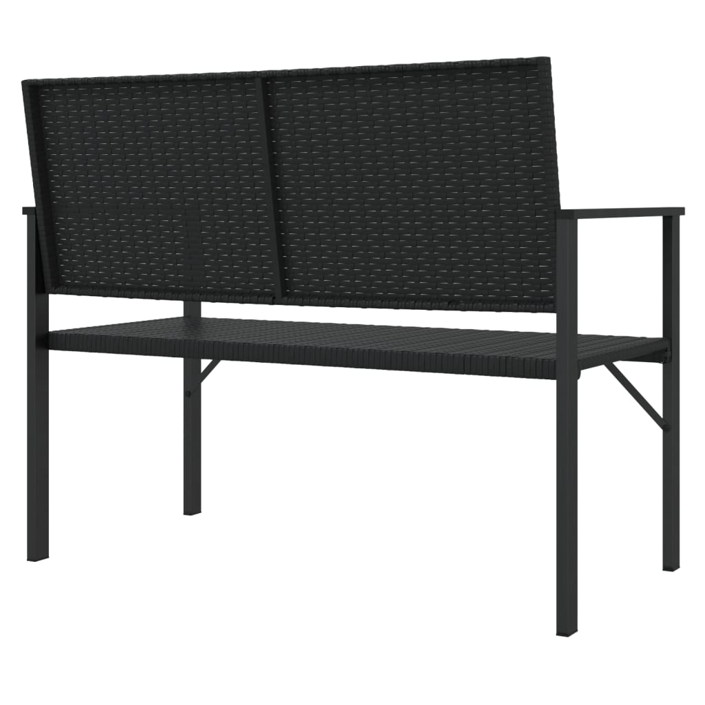 vidaXL 2-Seater Patio Bench Black Poly Rattan-12