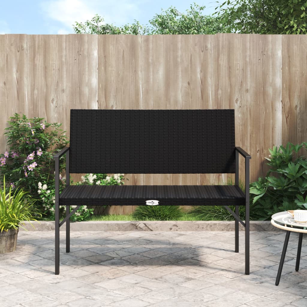 vidaXL 2-Seater Patio Bench Black Poly Rattan-2