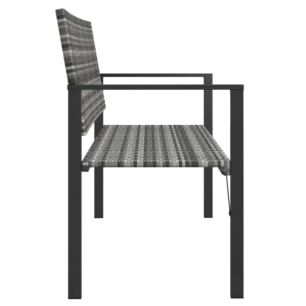 vidaXL 2-Seater Patio Bench Black Poly Rattan-3