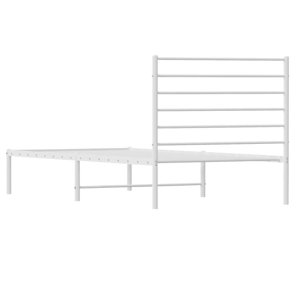 vidaXL Metal Bed Frame with Headboard White 39.4"x74.8" Twin-8