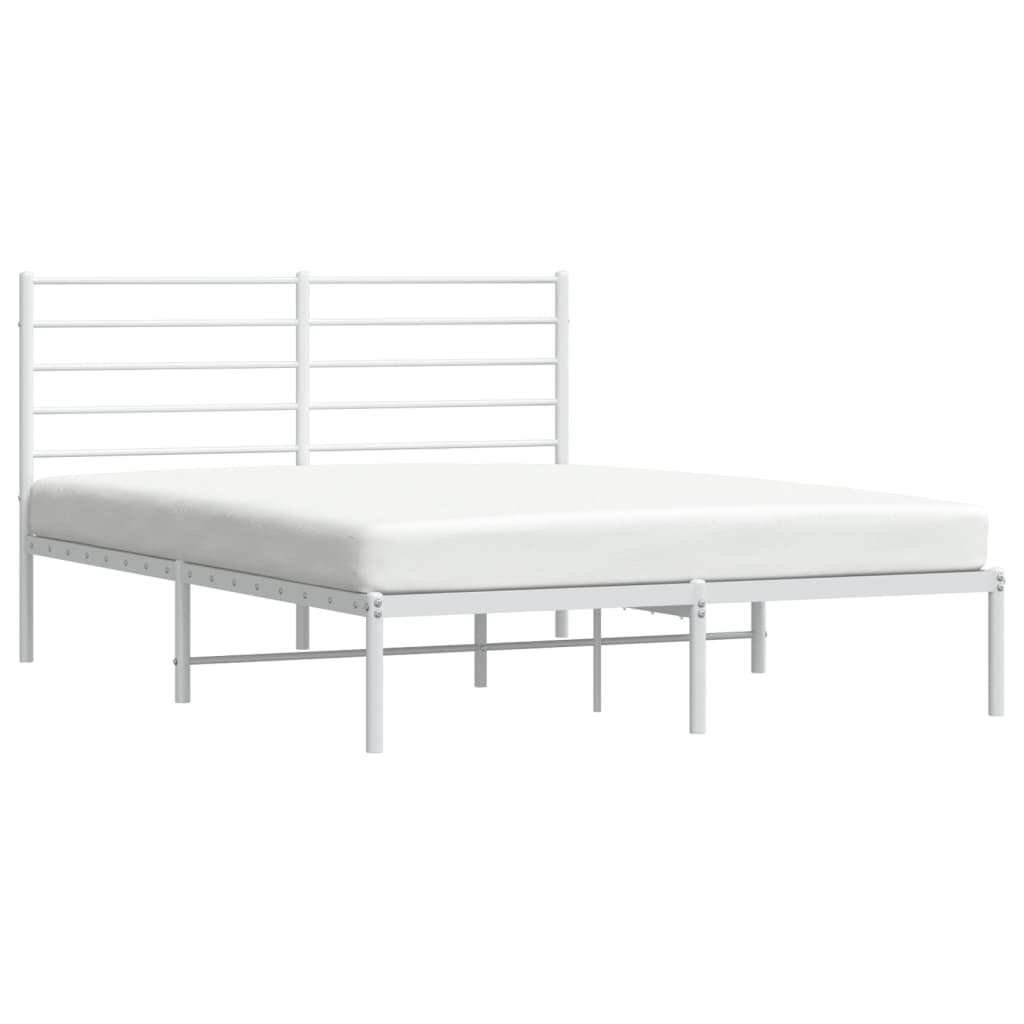 vidaXL Metal Bed Frame with Headboard White 53.9"x74.8" Full-3