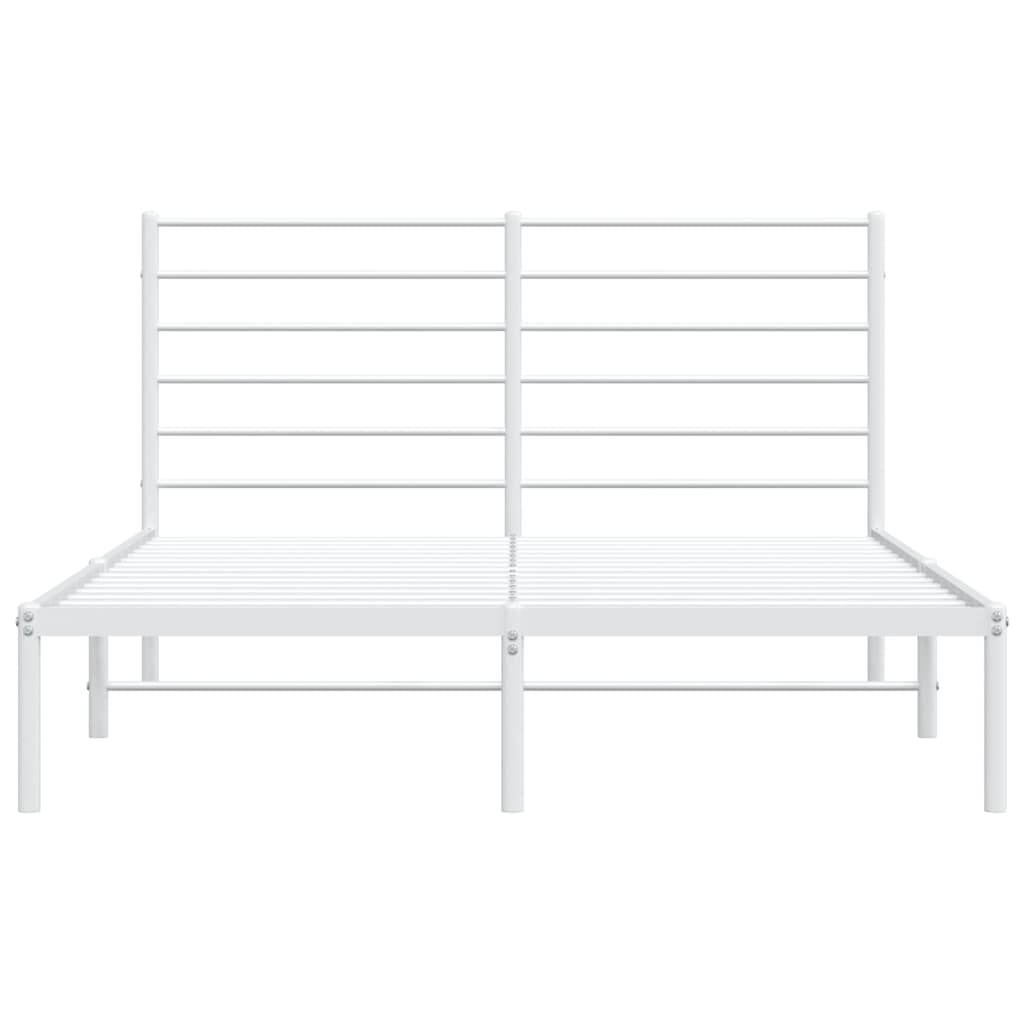 vidaXL Metal Bed Frame with Headboard White 53.9"x74.8" Full-5