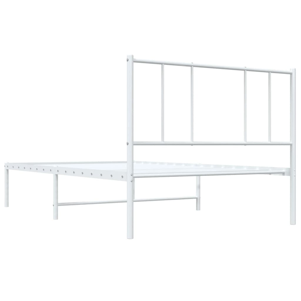 vidaXL Metal Bed Frame with Headboard White 39.4"x74.8" Twin-8