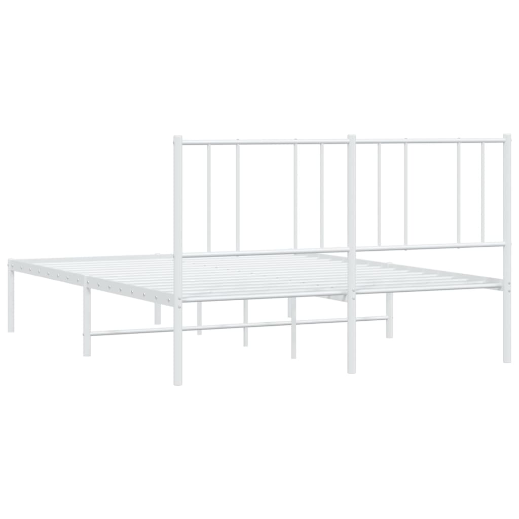 vidaXL Metal Bed Frame with Headboard White 59.8"x78.7"-7